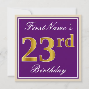 Invitation Elégant, pourpre, Faux Gold 23ème anniversaire + N