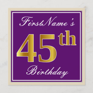 Invitation Elégant, pourpre, Faux Gold 45ème anniversaire + N