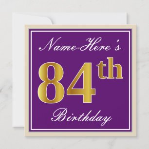 Invitation Elégant, pourpre, Faux Gold 84ème anniversaire + N