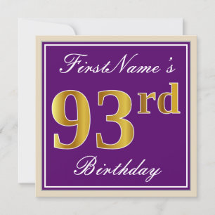 Invitation Elégant, pourpre, Faux Gold 93ème anniversaire + N