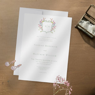 Invitation Élégant Poussiéreux Sage Pâle Crête de Fleur Sauva