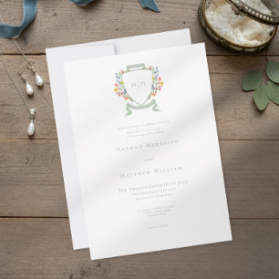 Invitation Élégant Poussiéreux Sage Pâle Crête de Fleur Sauva