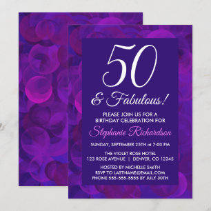 Invitation Elégant Purple 50 & Fabuleux fête d'anniversaire