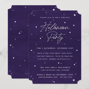 Invitation Élégant Purple+Blanc Étoiles magiques Fête d'Hallo