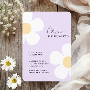 Invitation Elégant Purple Daisy Printemps Anniversaire