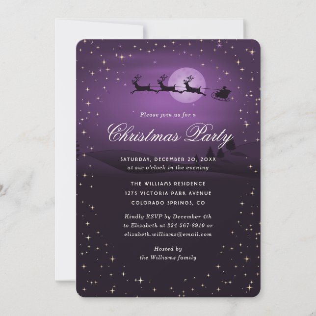 Invitation Elegant Purple Festive Christmas Party (Devant)