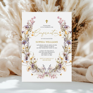 Invitation Élégant Purple Fleur sauvage Confirmation Invitati