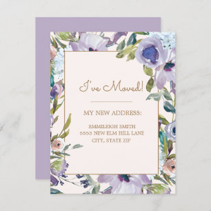 Invitation Élégant Purple Floral Greenergie Change Adresse