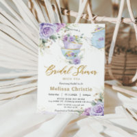 Elegant Purple Floral High Tea Party Bridal Shower