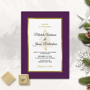 Invitation Elégant Purple Gold Holiday Mariage d'hiver