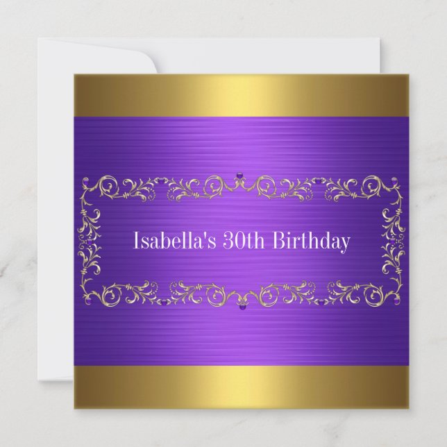 Invitation Elegant Purple & Gold Jewel Anniversaire (Devant)