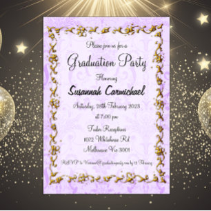 Invitation Élégant Purple Graduation Party