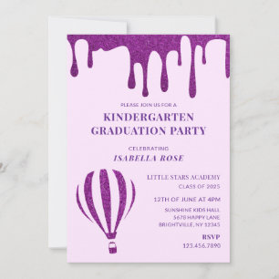 Invitation Élégant Purple Kindergarten Graduation Party