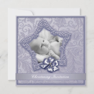 Invitation Élégant Purple Lavender Christening
