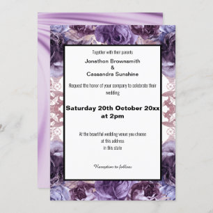 INVITATION ÉLÉGANT PURPLE LILAC SATIN MARIAGE FLORAL