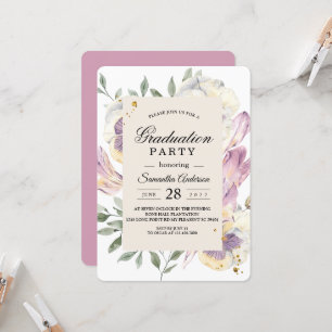 Invitation Élégant Purple & Pansy Floral Graduation Party