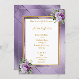 INVITATION ÉLÉGANT PURPLE ROSE MÉTALLIQUE EUCALYPTUS MARIAGE