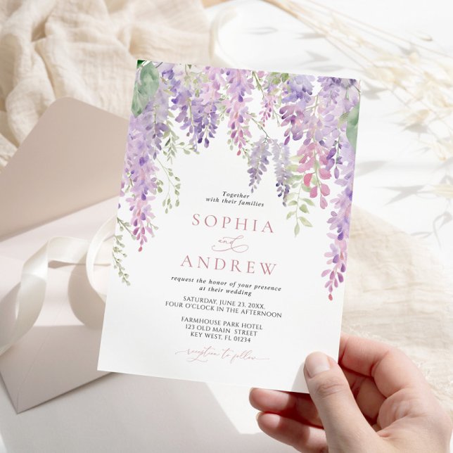 Invitation Élégant Purple Wisteria Flowers Mariage (Créateur téléchargé)