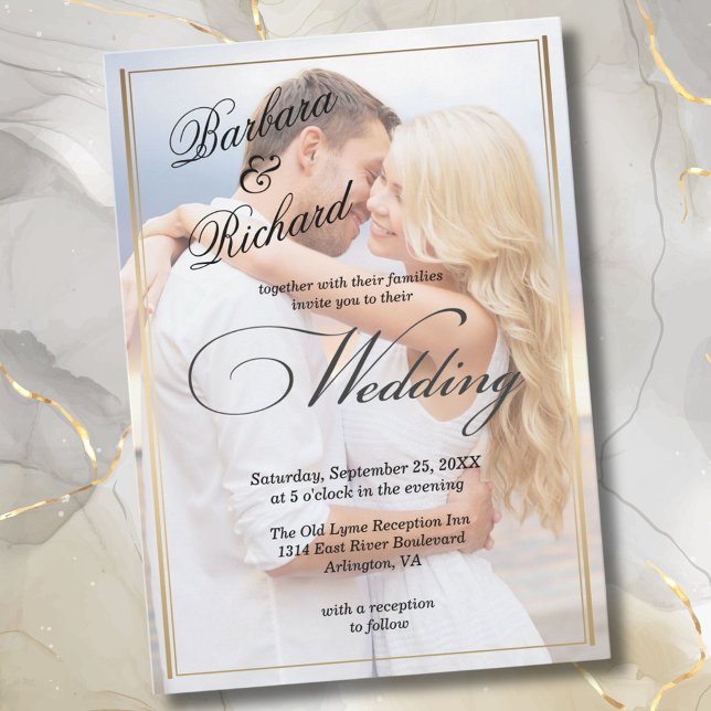 Invitation Elégant QR Code RSVP Photo Mariage moderne (Créateur téléchargé)