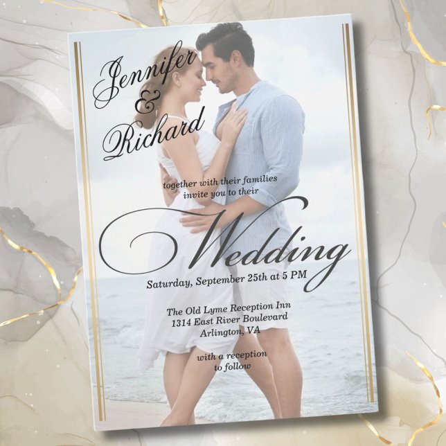 Invitation Elégant QR Code RSVP Photo Mariage moderne (Créateur téléchargé)