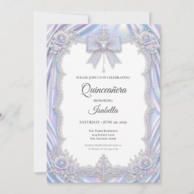 Invitation Élégant Quinceañera à arc-en-ciel (Devant)