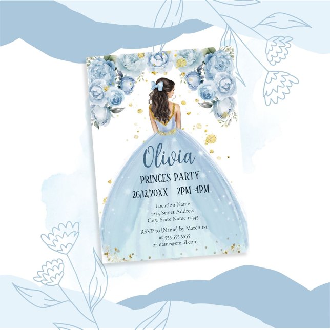 Invitation Élégant Quinceañera Bleu et Blanc (Créateur téléchargé)