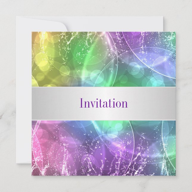 Invitation Elégant Rainbow Bubbles 12 Special Birthday Event (Devant)
