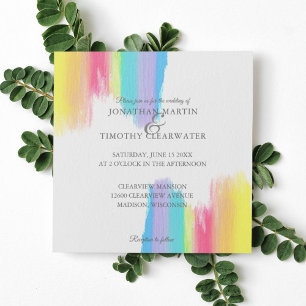 Invitation Elégant Rainbow Watercolor Paint Mariage été