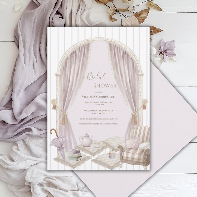 Invitation Élégant Rayure Violette Enterrement de Vie de Jeun (Créateur téléchargé)