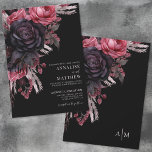 Invitation Elegant Red Black Floral Wedding<br><div class="desc">Faire-part de mariage gothique noir et rouge floral parfait pour l'automne, l'automne, l'hiver, ou à chaque fois que vous voulez un look sombre et élégant. Un mélange de roses noires et rouges, de feuillage gris et d'autres branches rouges ou bordeaux ainsi que de l'herbe pompas pour un peu de bohème....</div>