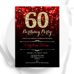 Invitation Elégant Red Black Gold 60e anniversaire<br><div class="desc">60e anniversaire invitation de fête. Design noir rouge élégant avec de l'or de parties scintillant imitation. Dispose de diamants élégants, lumières de livres et police de script. Hommes ou femmes anniversaire invitation. Idéal pour une fête d'anniversaire pour adultes. Personnalisez avec vos propres détails. Message-moi si vous avez besoin d'une personnalisation...</div>