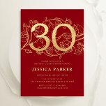 Invitation Elégant Red Gold 30e anniversaire<br><div class="desc">Elégante invitation à la fête du 30e anniversaire en or rouge. Design féminin moderne et personnalisable avec des accents botaniques rose et de l'or de parties scintillant faux. Carte invitation florale simple parfaite pour une célébration anniversaire élégante. Personnalisez avec vos propres détails. Invitations Zazzle imprimées ou téléchargement instantané modèle imprimable...</div>