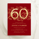Invitation Elégant Red Gold 60e anniversaire<br><div class="desc">Elégante invitation à la fête du 60e anniversaire en or rouge. Design féminin moderne et personnalisable avec des accents botaniques rose et de l'or de parties scintillant faux. Carte invitation florale simple parfaite pour une célébration anniversaire élégante. Personnalisez avec vos propres détails. Invitations Zazzle imprimées ou téléchargement instantané modèle imprimable...</div>