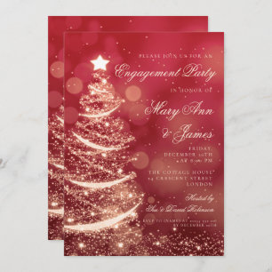 Invitation Elegant Red & Gold Christmas Engagement Party