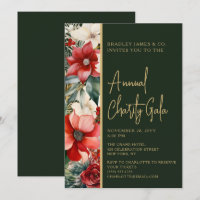 Élégant Red Green Floral Charity Événement Gala Pa