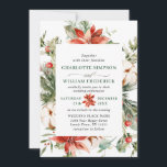 Invitation Elegant Red Poinsettia Pine Fir Watercolor Wedding<br><div class="desc">Create the perfect Wedding invite with this "Elegant Red Poinsettia Pine Fir Watercolor Wedding Invite" modèle. For further customization, please click the "customize further" link and use our design tool to modify this template. If you need help or matching items, please contact me.</div>