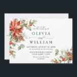 Invitation Elegant Red Poinsettia Pine Fir Watercolor Wedding<br><div class="desc">Create the perfect Wedding invite with this "Elegant Red Poinsettia Pine Fir Watercolor Wedding Invite" modèle. For further customization,  please click the "customize further" link and use our design tool to modify this template. If you need help or matching items,  please contact me.</div>