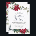 Invitation Elegant Red Poinsettia Pine Fir Watercolor Wedding<br><div class="desc">Create the perfect Wedding invite with this "Elegant Red Poinsettia Pine Fir Watercolor Wedding Invite" modèle. For further customization,  please click the "customize further" link and use our design tool to modify this template. If you need help or matching items,  please contact me.</div>