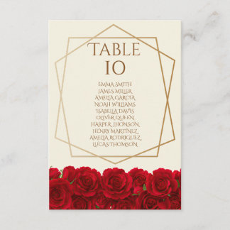 Invitation Elegant Red Roses and Gold Frame Cream Wedding