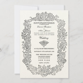 Invitation Elégant Regal Fairytale Birds Mariage frontière In