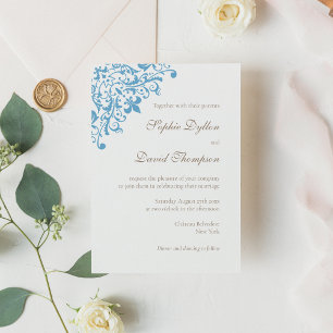 Invitation Élégant Regency French Blue Fleur de Lis Motif