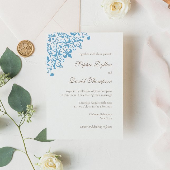 Invitation Élégant Regency French Blue Fleur de Lis Motif (Créateur téléchargé)