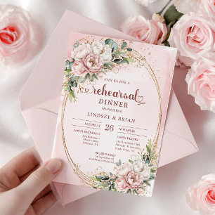 Invitation Élégant Réhearsal Bohème Rose Pâle de Verdure