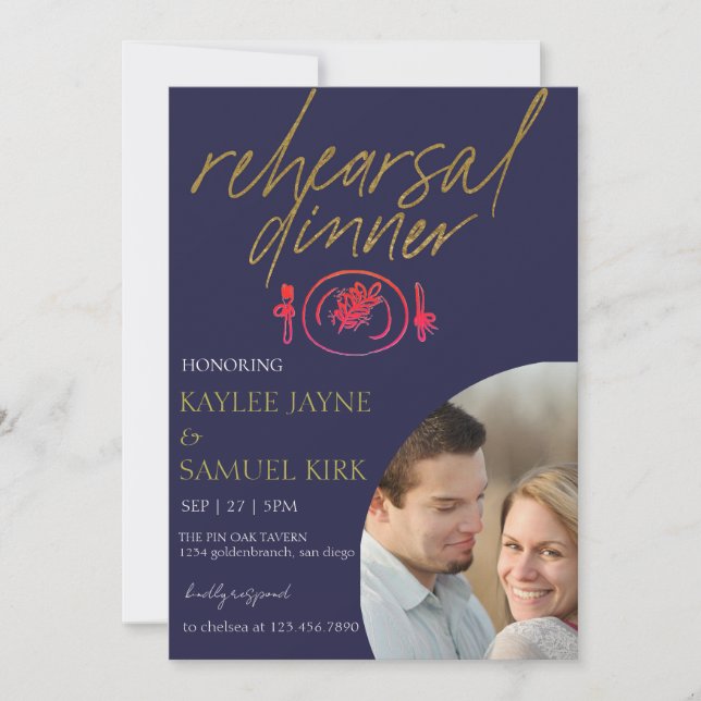 Invitation Elegant Rehearsal Dinner (Devant)