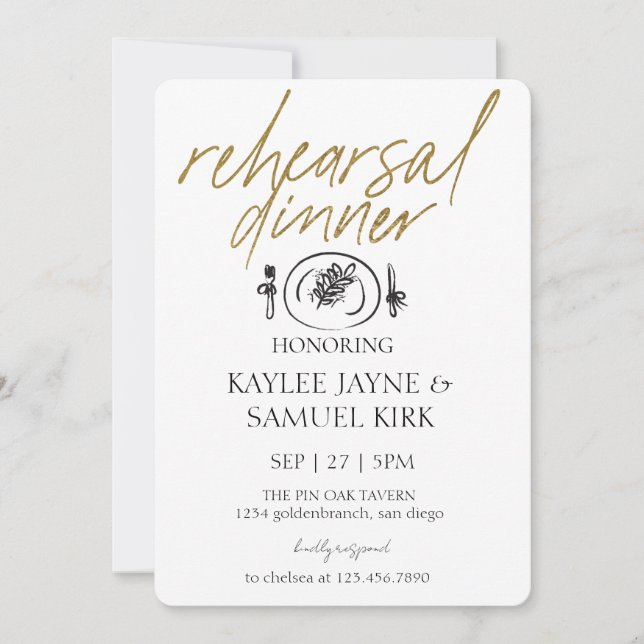Invitation Elegant Rehearsal Dinner (Devant)