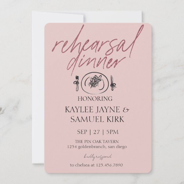Invitation Elegant Rehearsal Dinner (Devant)