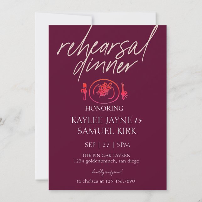 Invitation Elegant Rehearsal Dinner (Devant)