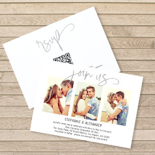 Invitation Elégant Rejoignez-nous 3 Photo Script Wedding Invi