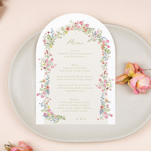 Invitation élégant ressort fleuri 5 x 7 arche mariage menu