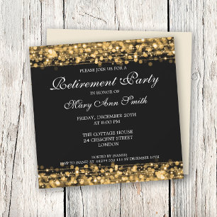 Invitation Elegant Retirement Party Gold Sparkles